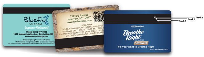 Image of plastic cards with magnetic stripe tracks depicted